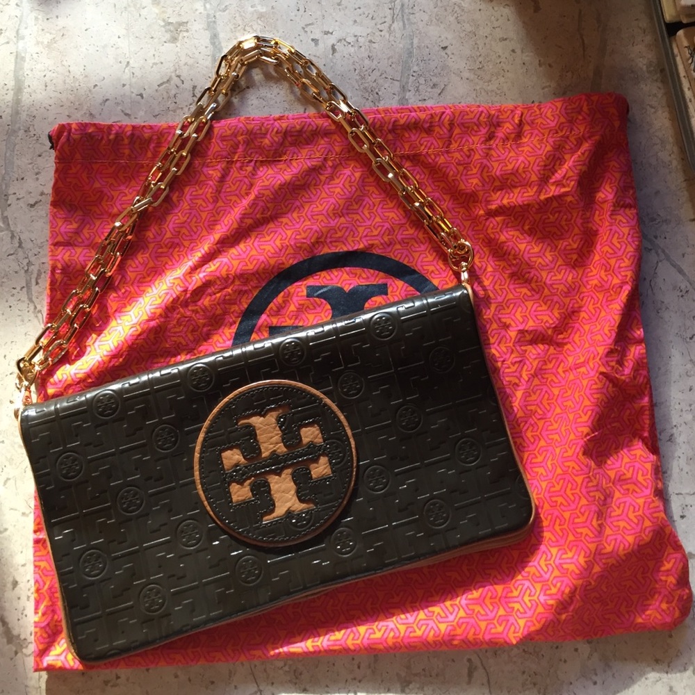 Brown and tan Tory Burch bag